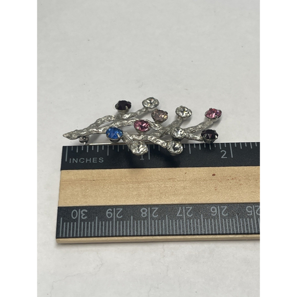 Van Dell Sterling Brooch Pin Corsage VTG Multi Color Stones Tree Branch Signed - Picture 6 of 8